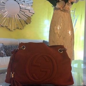 Auth Gucci Suede Soho Shoulder Bag